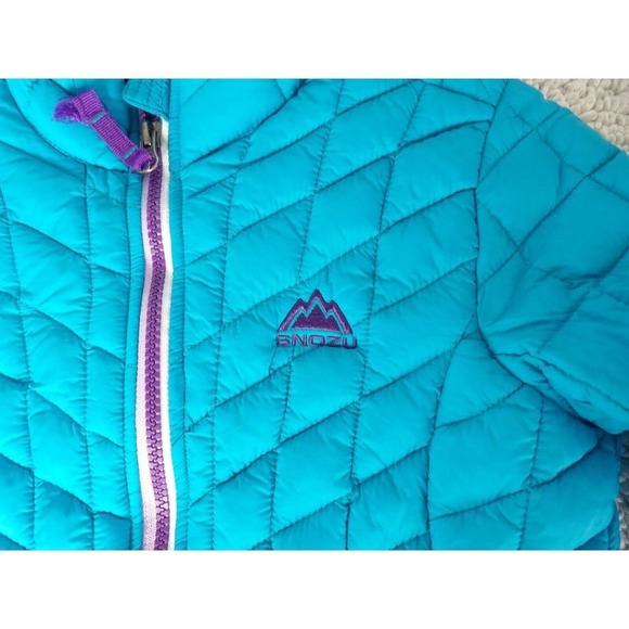 Snozu Girls Blue Long Sleeves Mock Neck Full Zip Quilted Jacket Size M 10-12 - Picture 3 of 4